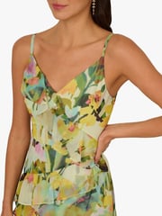 Adrianna Papell Green Printed Strap Cascade Gown - Image 4 of 6