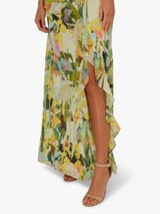 Adrianna Papell Green Printed Strap Cascade Gown - Image 5 of 6