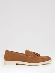 Threadbare Brown Faux Suede Tassel Loafers - Image 1 of 4