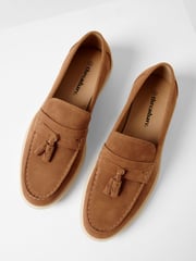 Threadbare Brown Faux Suede Tassel Loafers - Image 3 of 4