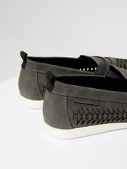 Threadbare Grey Faux Suede Woven Loafers - Image 4 of 4