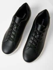Threadbare Black PU Court Trainers - Image 2 of 4
