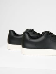 Threadbare Black PU Court Trainers - Image 3 of 4