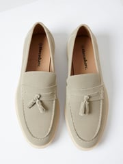 Threadbare Grey Faux Suede Tassel Loafers - Image 2 of 4