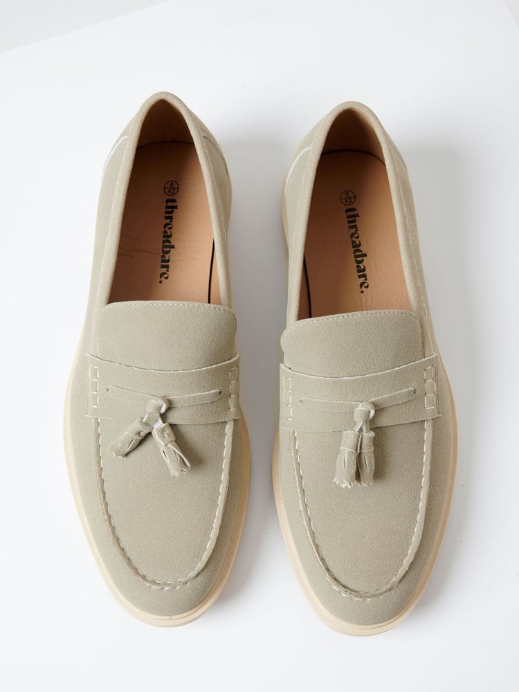 Threadbare Grey Faux Suede Tassel Loafers - Image 2 of 4