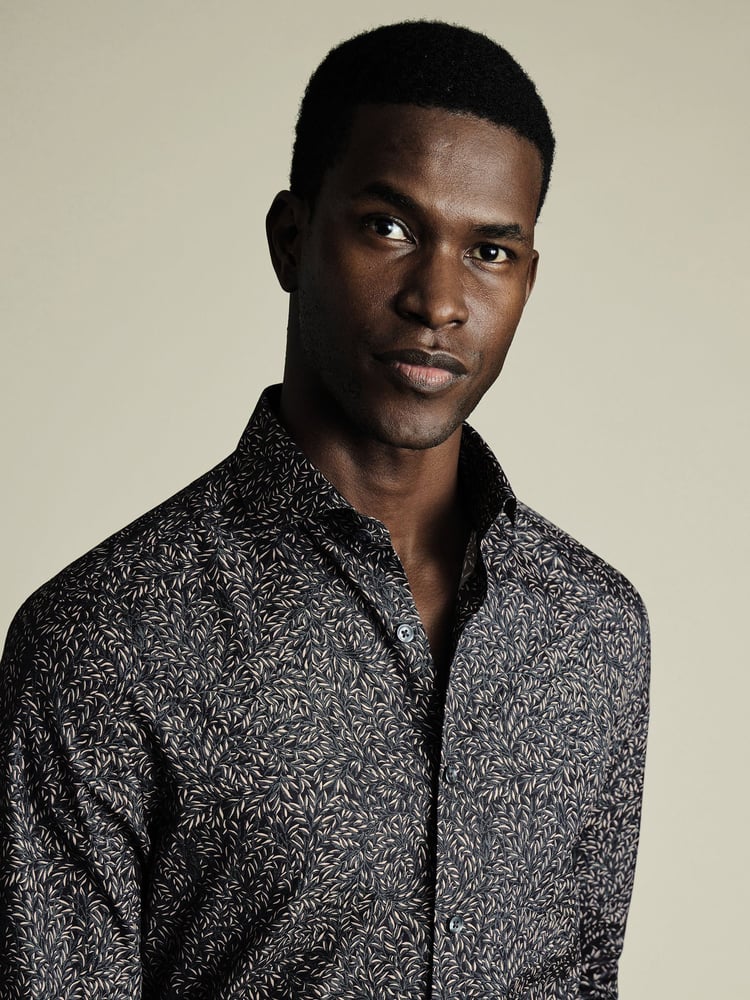 Charles Tyrwhitt Grey Slim Fit Made With Liberty Fabric 100% Cotton Shirt - Image 2 of 6
