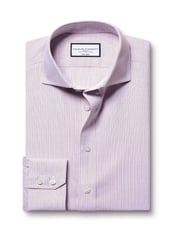 Charles Tyrwhitt Purple Slim Fit Slim Fit Non-Iron Cutaway Collar Fine Check 100% Cotton Shirt - Image 5 of 6