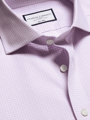 Charles Tyrwhitt Purple Slim Fit Slim Fit Non-Iron Cutaway Collar Gingham 100% Cotton Shirt - Image 4 of 6