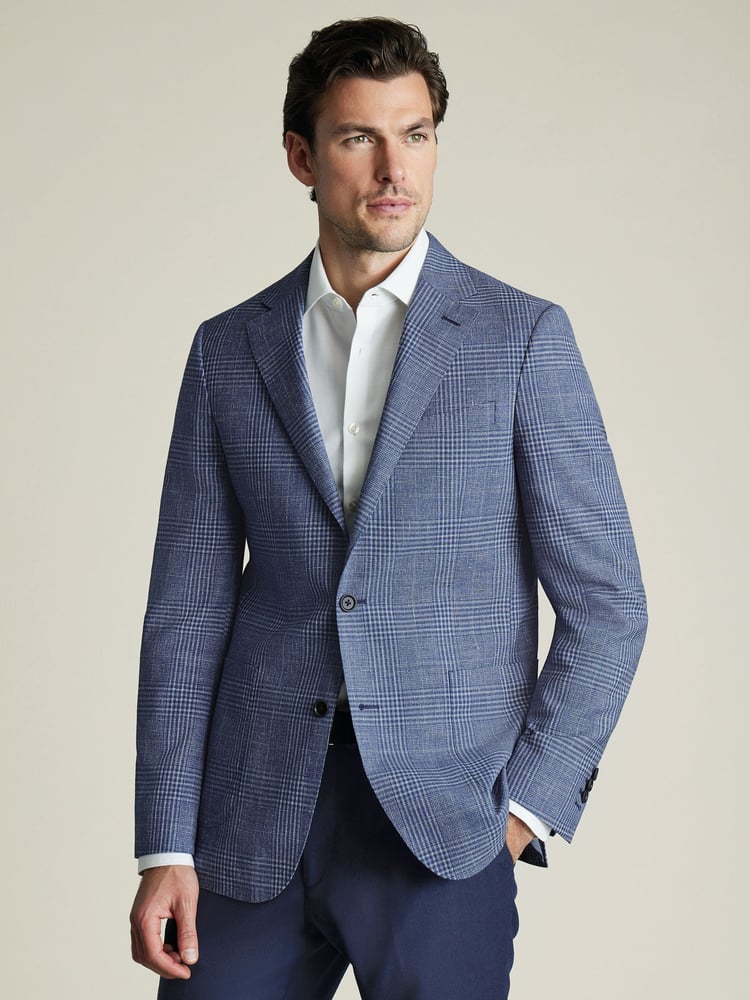 Charles Tyrwhitt Blue Slim Fit Wool Silk Jacket - Image 1 of 6