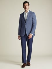 Charles Tyrwhitt Blue Slim Fit Wool Silk Jacket - Image 4 of 6