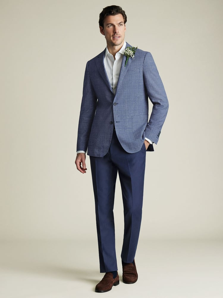 Charles Tyrwhitt Blue Slim Fit Wool Silk Jacket - Image 6 of 6