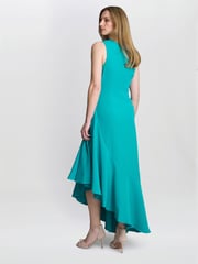 Gina Bacconi Green Paige Asymmetric Frill Hem Dress - Image 2 of 6