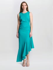 Gina Bacconi Green Paige Asymmetric Frill Hem Dress - Image 3 of 6