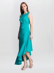 Gina Bacconi Green Paige Asymmetric Frill Hem Dress - Image 5 of 6