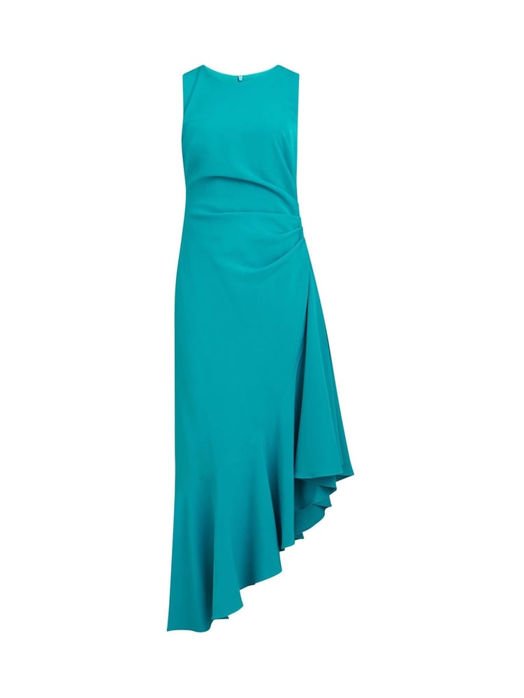 Gina Bacconi Green Paige Asymmetric Frill Hem Dress - Image 6 of 6