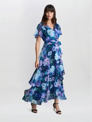 Gina Bacconi Purple Elizabeth Tiered Maxi Dress - Image 1 of 4