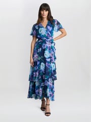 Gina Bacconi Purple Elizabeth Tiered Maxi Dress - Image 3 of 4
