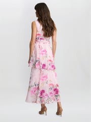 Gina Bacconi Pink Evelynn Floral Print Wrap Effect Hi-low Dress - Image 2 of 7