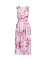 Gina Bacconi Pink Evelynn Floral Print Wrap Effect Hi-low Dress - Image 7 of 7