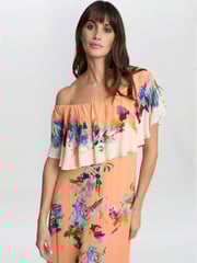 Gina Bacconi Orange Samantha Off The Shoulder Frill Dress - Image 3 of 4