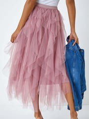 Roman Pink Elasticated Mesh Layered Skirt - Image 2 of 5