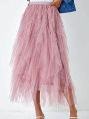 Roman Pink Elasticated Mesh Layered Skirt - Image 4 of 5