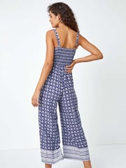 Roman Blue Border Print Culotte Jumpsuit - Image 2 of 5