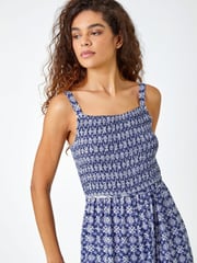 Roman Blue Border Print Culotte Jumpsuit - Image 4 of 5