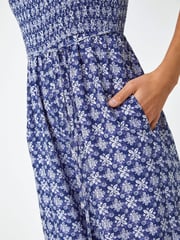 Roman Blue Border Print Culotte Jumpsuit - Image 5 of 5