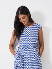 Crew Clothing Blue Sleeveless Fit And Flare Dress - Image 3 of 5