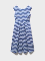 Crew Clothing Blue Sleeveless Fit And Flare Dress - Image 5 of 5