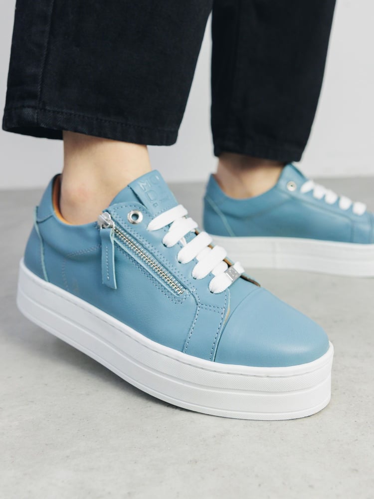Moda In Pelle Abbiy Chunky Slab Sole Side Zip Lace Up Trainers - Image 1 of 5