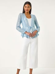 Roman Blue Sequin Tie Front Stretch Cardigans - Image 2 of 5