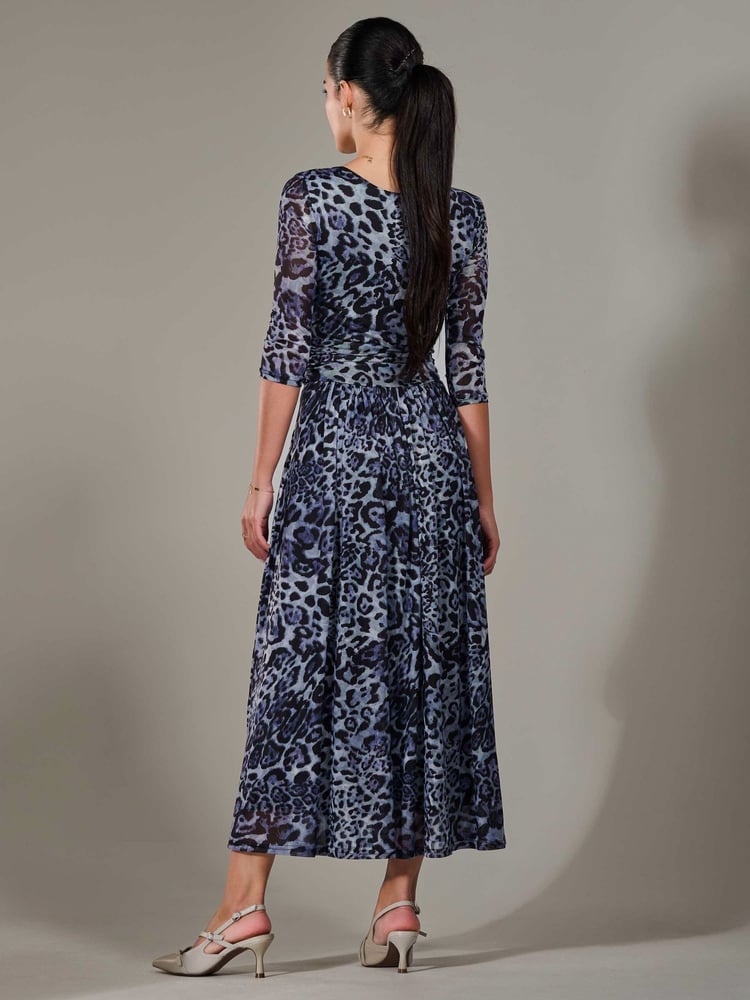 Jolie Moi Blue Petite Pleated Half Sleeve Midi Dress - Image 2 of 6