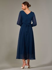 Jolie Moi Blue Long Sleeve Chiffon Midaxi Dress - Image 2 of 6