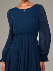 Jolie Moi Blue Long Sleeve Chiffon Midaxi Dress - Image 3 of 6