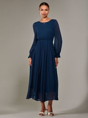 Jolie Moi Blue Long Sleeve Chiffon Midaxi Dress - Image 5 of 6