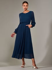 Jolie Moi Blue Long Sleeve Chiffon Midaxi Dress - Image 6 of 6