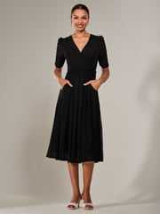 Jolie Moi Black Ruched Sleeve Mesh Maxi Dress - Image 2 of 6