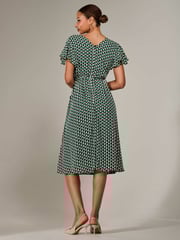 Jolie Moi Green Short Sleeve Side Tie Midi Dress - Image 6 of 6