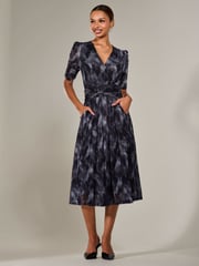 Jolie Moi Grey Ruched Sleeve Mesh Maxi Dress - Image 4 of 6