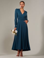 Jolie Moi Light Blue Long Sleeve Supersoft Jersey Maxi Dress - Image 1 of 6