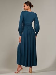 Jolie Moi Light Blue Long Sleeve Supersoft Jersey Maxi Dress - Image 2 of 6