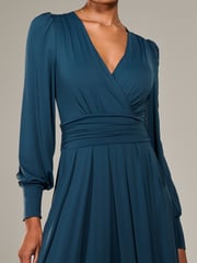 Jolie Moi Light Blue Long Sleeve Supersoft Jersey Maxi Dress - Image 3 of 6