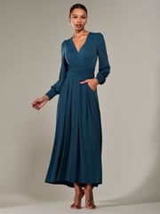 Jolie Moi Light Blue Long Sleeve Supersoft Jersey Maxi Dress - Image 4 of 6