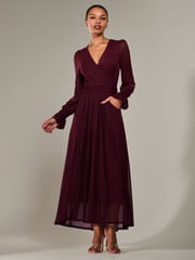 Jolie Moi Red Long Sleeve Mesh Maxi Dress - Image 1 of 6
