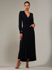 Jolie Moi Black Long Sleeve Supersoft Jersey Maxi Dress - Image 1 of 6