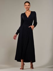 Jolie Moi Black Long Sleeve Supersoft Jersey Maxi Dress - Image 4 of 6