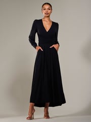 Jolie Moi Black Long Sleeve Supersoft Jersey Maxi Dress - Image 6 of 6