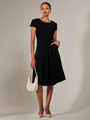 Jolie Moi Black Roll Collar Cap Sleeve Midi Dress - Image 6 of 6
